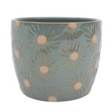 Embossed Daisy Planter Turquoise 9cm 