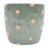 Embossed Daisy Planter Turquoise 14cm 