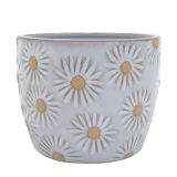 Embossed Daisy Planter White 9cm 