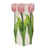 Tulip Vase Pink & White 24cm 