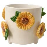 Sunflower Planter Beige & Yellow 13cm 
