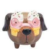 Ice Cream Dog Planter Brown 13cm 