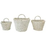 Woven Basket Planter White 27cm S/3