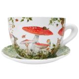 Enchanted Garden Tea Cup Planter Red 13x