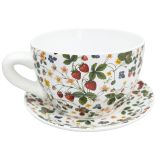 Strawberry Fields Tea Cup Planter Red & 