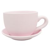Rendered Tea cup planter Pink 19x10cm 