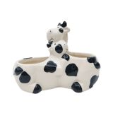 Hugging Cows Planter White & Black 12cm 