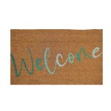 Welcome Coloured Doormat Green  Blue 45