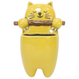 Smiling Cat Hanging Planter Yellow 21cm 