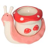 Snail Toadstool Planter Pink & Red 16cm 