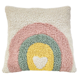 Rainbow Heart Boucle Cushion White 38cm 