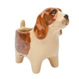 Georgie Dog Planter Brown & White 9cm 