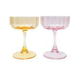 Willa Cocktail Glass Pink & Yellow 13cm 