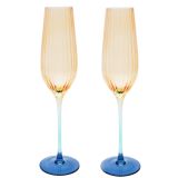 Ellie Ombre Champagne Glass Amber & Blue