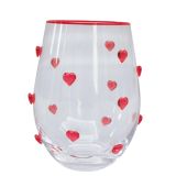 Kaya Heart Stemless Glass Red 12cm 