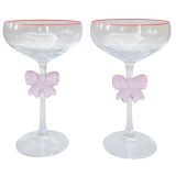 Kaya Bow Coupe Glass Pink 18cm (S/2)