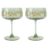 Enchanted Garden Floral Coupe Glass Gree