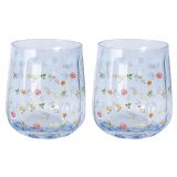 Botanicals Floral Tumbler Glass Blue 11c