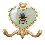 Bee Wall Hook Sage & Gold 12cm 