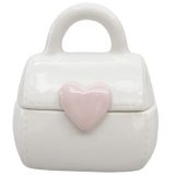 Handbag with Heart Trinket Box Pink & Wh