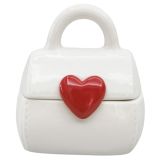 Handbag with Heart Trinket Box Red & Whi