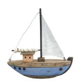 Drift Boat Table Ornament Blue & Natural