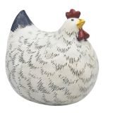Chicken Resin Ornament White & Black Med