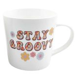 Sale Retro Floral Stay Groovy Mug Colour