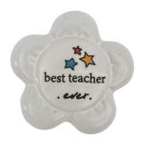 Best Teacher Ever Daisy Stone White 8cm 