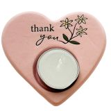 Thank you Heart Tealight Holder Pink 9cm