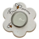 Bee Awesome Daisy Tealight Holder White 