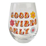 Sale Retro Floral Good Vibes Only Wine G