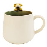 Cute Dog Hanger Mug White & Green 11cm 