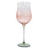 Tulip Wine Glass Pink & Green 22cm Set o