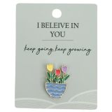 Flower Pot Memento Pin Blue 2cm 