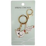 Spring Chicken Keyring Black & White 12c