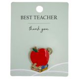 Worm & Apple Best Teacher Memento Pin Re