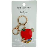 Worm & Apple Best Teacher Keyring Red 12