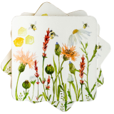 Bee Meadow Cork MDF Coasters Yellow S/4