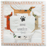 Dog Napkins White & Grey 33x33cm S/20