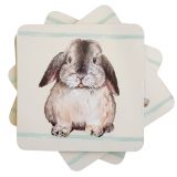 Bunny Cork & MDF Coasters Brown 10cm S/4