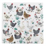 Chickens & Friends Napkins White 33x33cm