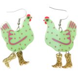 Pop Cowboy Chicken Earrings Green 