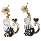 Cat Earrings Black & White 