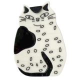 Iris Spotty Cat Brooch White 