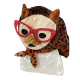 Iris Cat Lady Glasses Brooch Red 