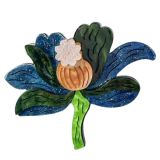 Iris Opal Flower Brooch Blue 