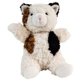 Curly Cat Soft Toy White & Brown 18cm 