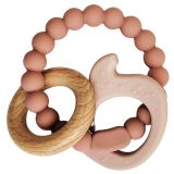 Elephant Teether Ring Pink & Natural 14c