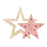 Wooden Star Cutout Decoration Pink 23cm 